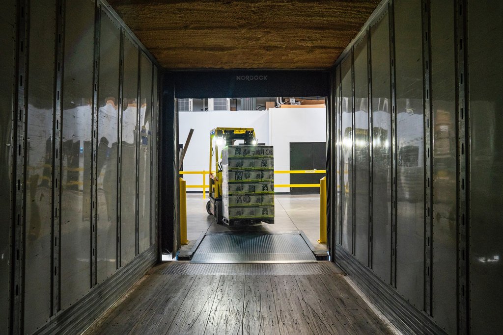 A forklift with packages