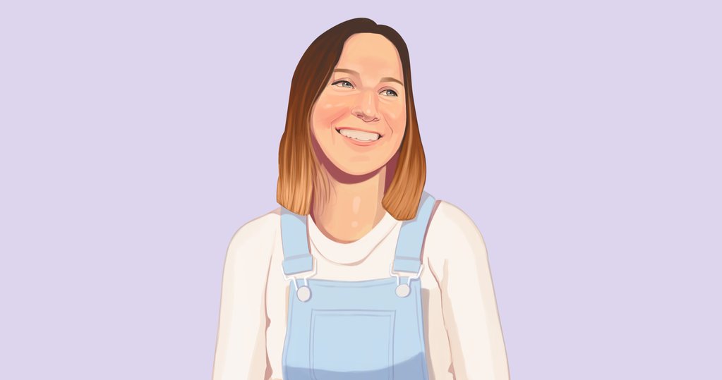 Illustrated portrait of Natalie Gill from Native Poppy flower shop in San Diego 